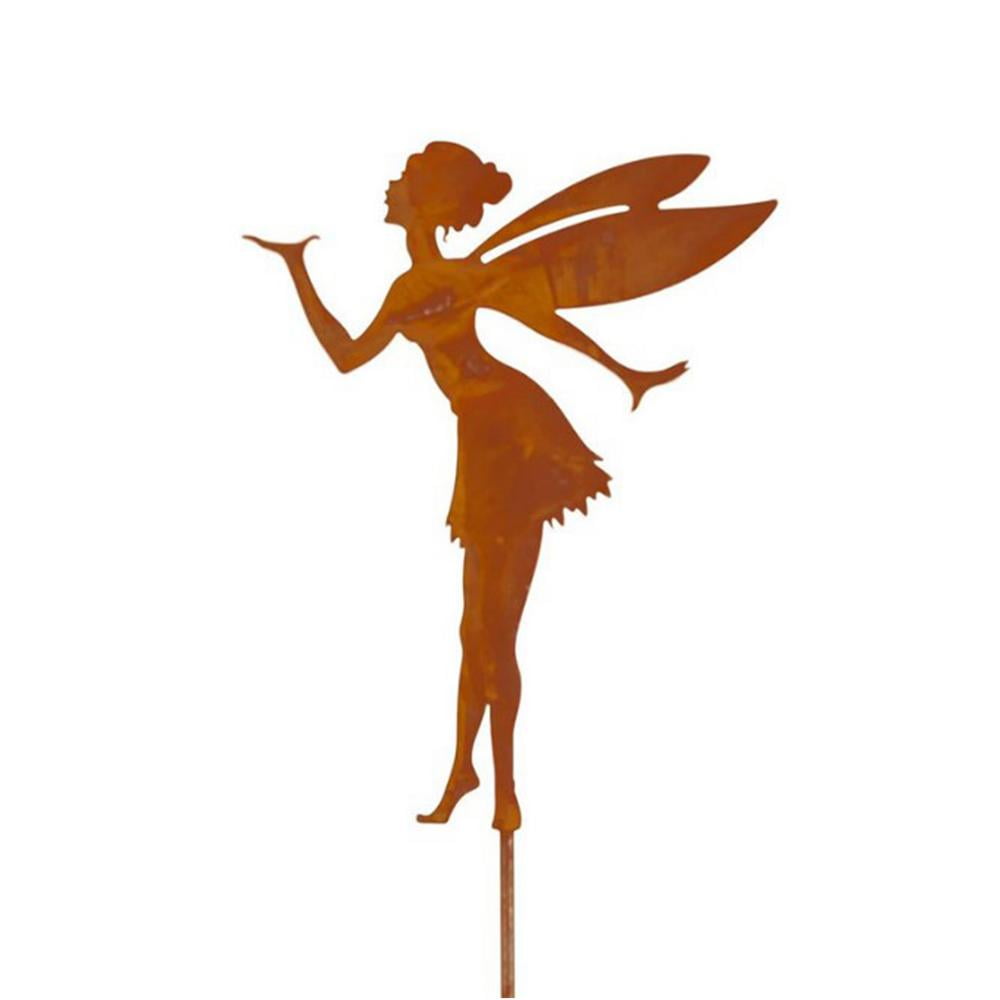 Yungwalm Metal Flower Fairy Garden Decor Outdoor Metal Fairy Silhouette
