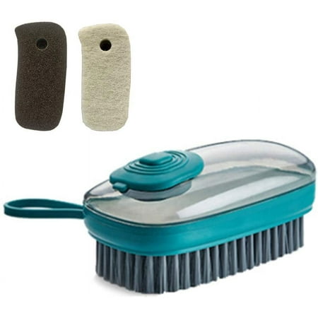 SHELLTON Soft Bristled Laundry Cleaning Brush Pot Washing Brush Kitchen Household Dish Washing Brush Automatic Liquid Addition Brush (green)