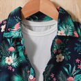 thumbnail image 4 of KPOPLK Summer Toddler Boy Clothes Baby Hawaiian Outfits Set Short Sleeve Shirt + Elastic Waist Shorts Summer Beach Clothing(6 Years,Black), 4 of 6