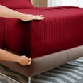 thumbnail image 4 of ROYALE LINENS Striped Bed Sheet Set - Microfiber 1800 Bedding - 1 Fitted Sheet, 1 Flat Sheet, 2 Pillowcase - Wrinkle & Fade Resistant - 4 Piece Damask Stripe Bed Sheet Set (Stripe Burgundy, Queen), 4 of 10