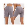 thumbnail image 2 of ZAXARRA Womens Yoga Shorts Solid Color Wrapped Slimming Workout Tights Sports Short Pants, 2 of 6