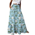thumbnail image 2 of qelini Floral Maxi Skirt for Women Long Skirt with Pockets High Waist A-line Skirt Print Beach Casual Skirt, 2 of 7