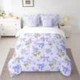 thumbnail image 2 of Manfei Kid Blue Bow-tie Twin Bedding Sets 7-Piece, Garden Rose Floral Bedding Comforter Set, Vintage Ribbon Bowknot Reversible Sheet Sets, Luxury Bedroom Decor, 2 of 7