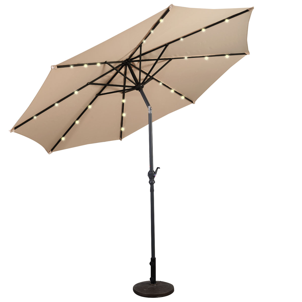 10 Ft Patio Market Umbrella W Solar Powered Led Light Walmart Com Walmart Com