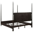 thumbnail image 4 of Niguel Brown Poster Bed - Queen Size Wood Frame with Floating Headboard &amp; Metallic Tip Posts for Chic Bedroom, 87.25" L, Vietnamese Origin, 4 of 12