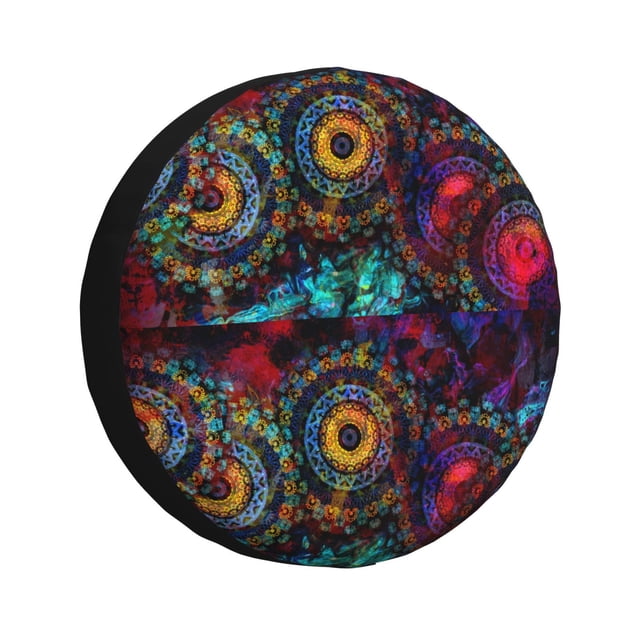 Fotbe Mandala Colorful Funda de Llanta de Repuesto con Estampado, Engrosada, Ajuste Universal para Jeep, Remolque, RV, SUV, Camión-14 inch