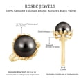 thumbnail image 3 of Rosec Jewels Real Tahitian Black Pearl Engagement Ring with Diamond - Pearl Flower Ring - 10 mm - AAA Quality - with Jewelry Box, 10K Yellow Gold, US 12.00, 3 of 6