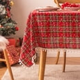 thumbnail image 1 of Nvzi Christmas Plaid Tablecloth Rectangle Table Cover for Farmhouse Christmas Party Decoration-Red and yellow grid small snowflake ball-SIZE H:55*102inch, 1 of 5