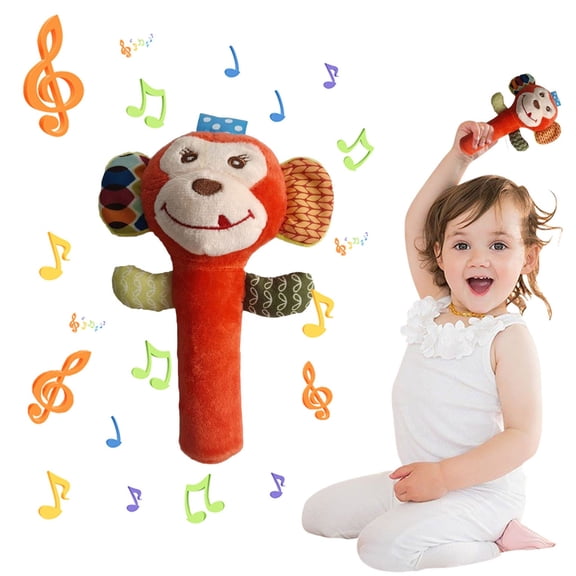 Clearance! Baby Soft Hand Rattle Toys, Infant Developmental Hand Grip Baby Toys, Baby Sensory Learning Toys with Teether, Sounds for Baby and Stuff from 0-12 Months Old, Shower Gift for Boys Girls