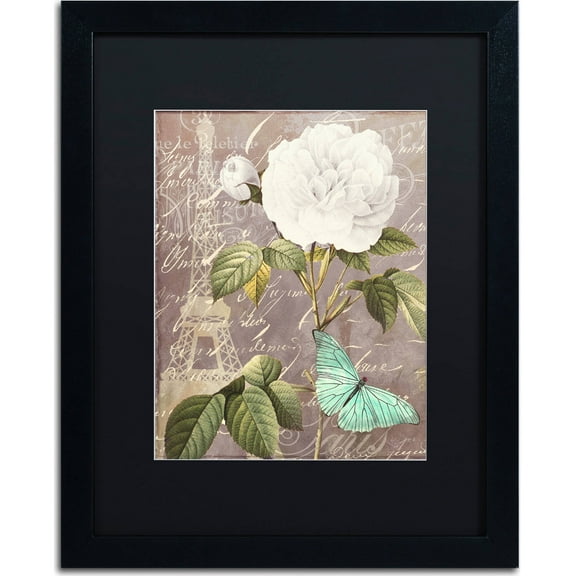 Trademark Fine Art "White Rose" Canvas Art by Color Bakery, Black Matte, Black Frame