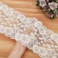 thumbnail image 3 of 5 Yards 6 Inch Wide Elastic Lace Cotton Floral Pattern Trim Fabric Sewing for Scalloped Edge Rose Decorations for Dress Tablecloth Hair Band Wedding Festival Event Decorations(White) DIY, 3 of 6