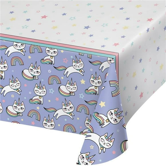 54 x 102 in. Sassy Caticorn Paper Tablecloths - 6 Count