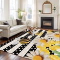 thumbnail image 2 of 5'x7' Area Rugs, Spring Bees Daisy Indoor Outdoor Area Rug for Living Room Bedroom, Rustic Tulips Dots Black Striped Burlap Washable Bathroom Rugs Kitchen Floor Carpet Mats Home Decor Aesthetic, 2 of 8