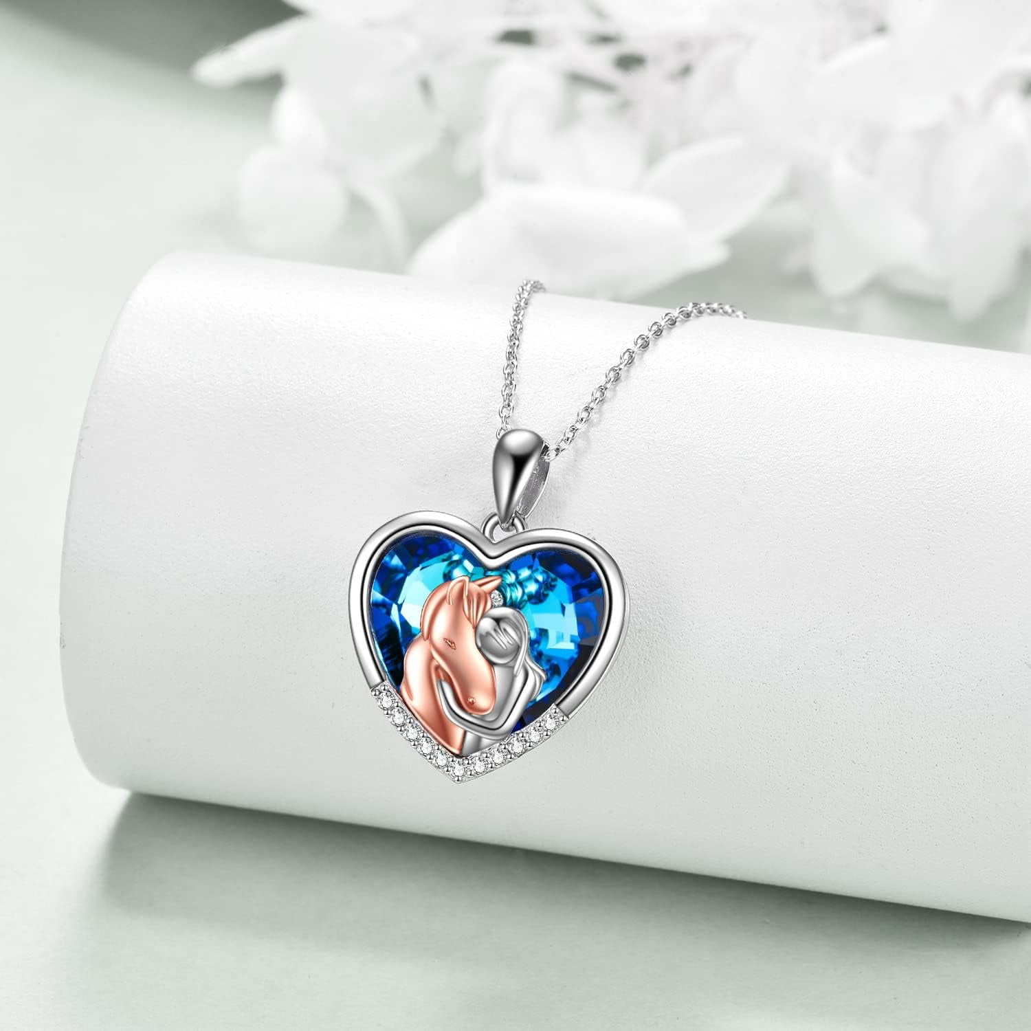 YAFEINI Horse Pendant Necklace Jewelry 925 Sterling Silver Women Embrace Horse Gift For Women