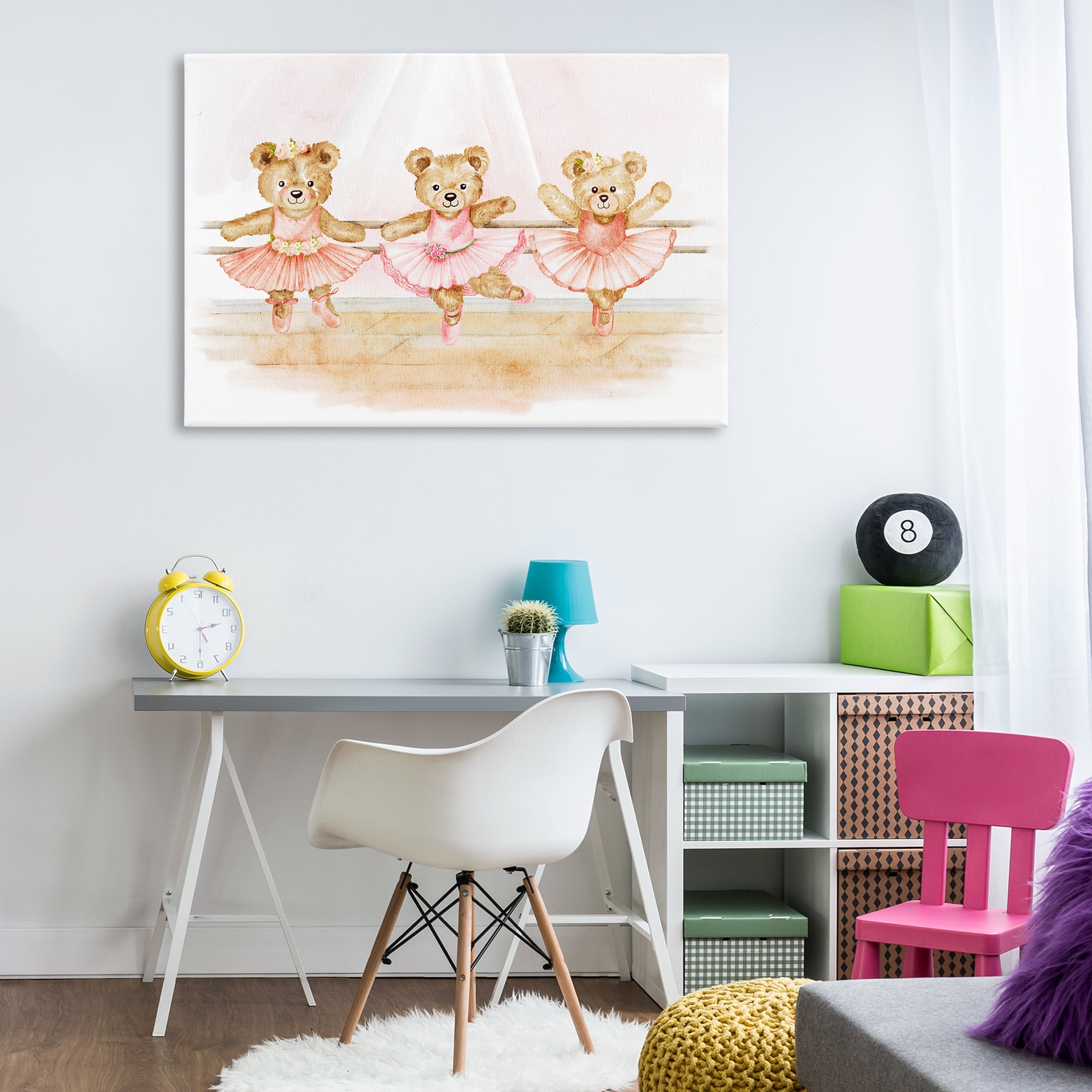 Ballet Teddies Triplet Canvas Wall Art, design by Amy Hall