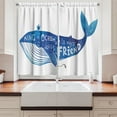 thumbnail image 2 of Ambesonne Inspirational Kitchen Curtains, Whale King Friend, 55"x45", Violet Blue White, 2 of 3