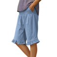 thumbnail image 7 of Women's Plus Size Knee Length Shorts High Waist Summer Beach Wide Leg Pants, 7 of 7