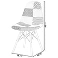 thumbnail image 4 of Fabulaxe  Modern Fabric Patchwork Chair with Wooden Legs for Kitchen, Dining Room, Entryway, Living Room, Set 2, 4 of 7