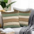 thumbnail image 2 of Retro Outdoor Pillow Covers Pack of 2 Brown Green Stripe Antique Wood Background Waterproof Throw Pillow Covers Decorative Cushion Cases for Patio Garden Tent Balcony Couch 18x18 inch, 2 of 8