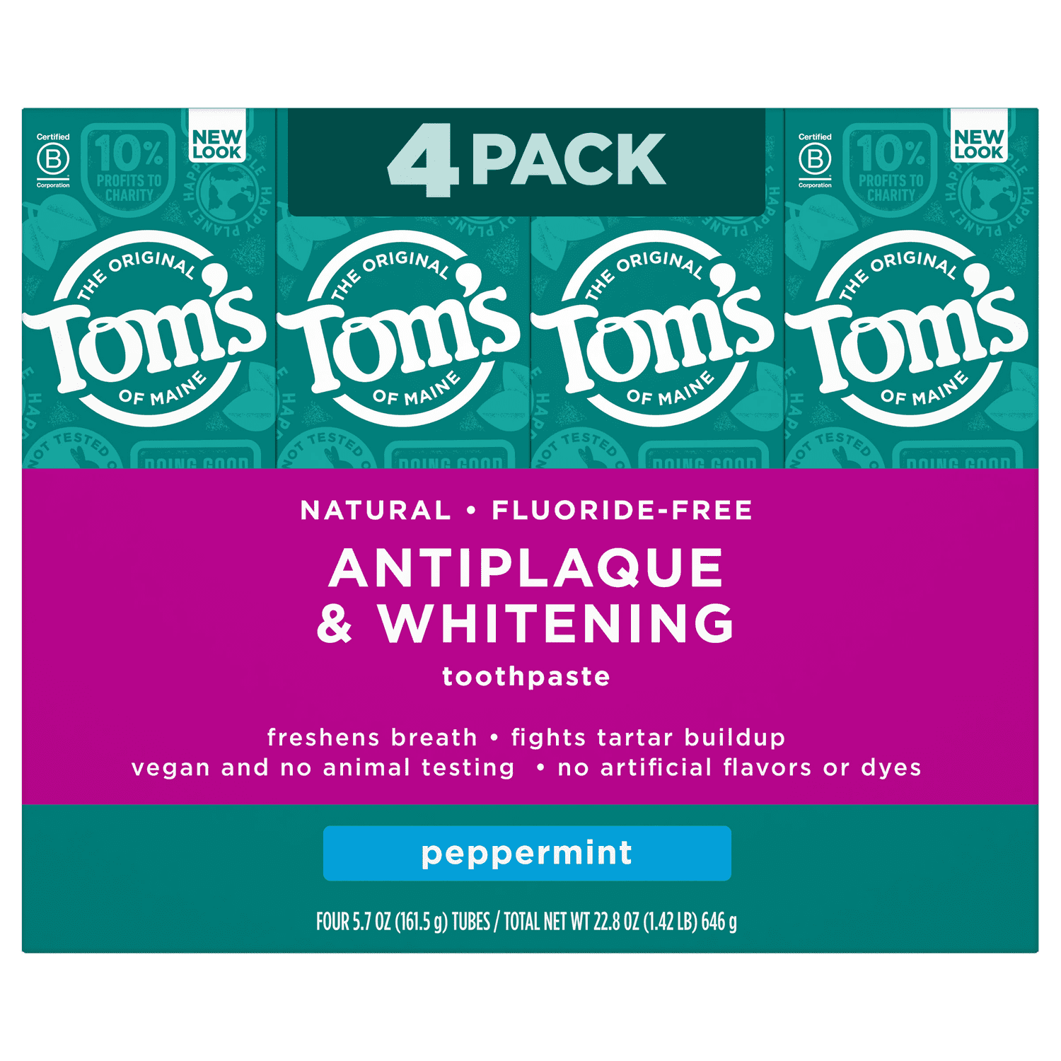 Tom'S of Maine Antiplaque & Whitening Toothpaste 5.7 Oz, 4Pack