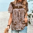 thumbnail image 4 of Blusa de manga corta con cuello redondo informal de primavera y verano con estampado de mujer OAVQHLG3B Store  lin121212, 4 of 4