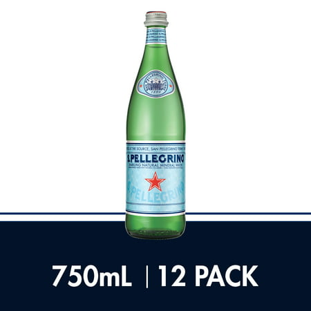 S.Pellegrino Sparkling Natural Mineral Water, 25.3 fl oz. Glass Bottles (12