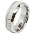 thumbnail image 2 of Tungsten Ring Elk Deer Antler Inlaid for Men Women Wedding Band Dome Shape Size 6-16 (Tungsten, 15), 2 of 4