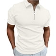 thumbnail image 2 of BXINGOHAI Men's Short Sleeve Shirts Fashion Zipper Golf Casual Slim Fit T-Shirt Clearance Sale White,L, 2 of 6
