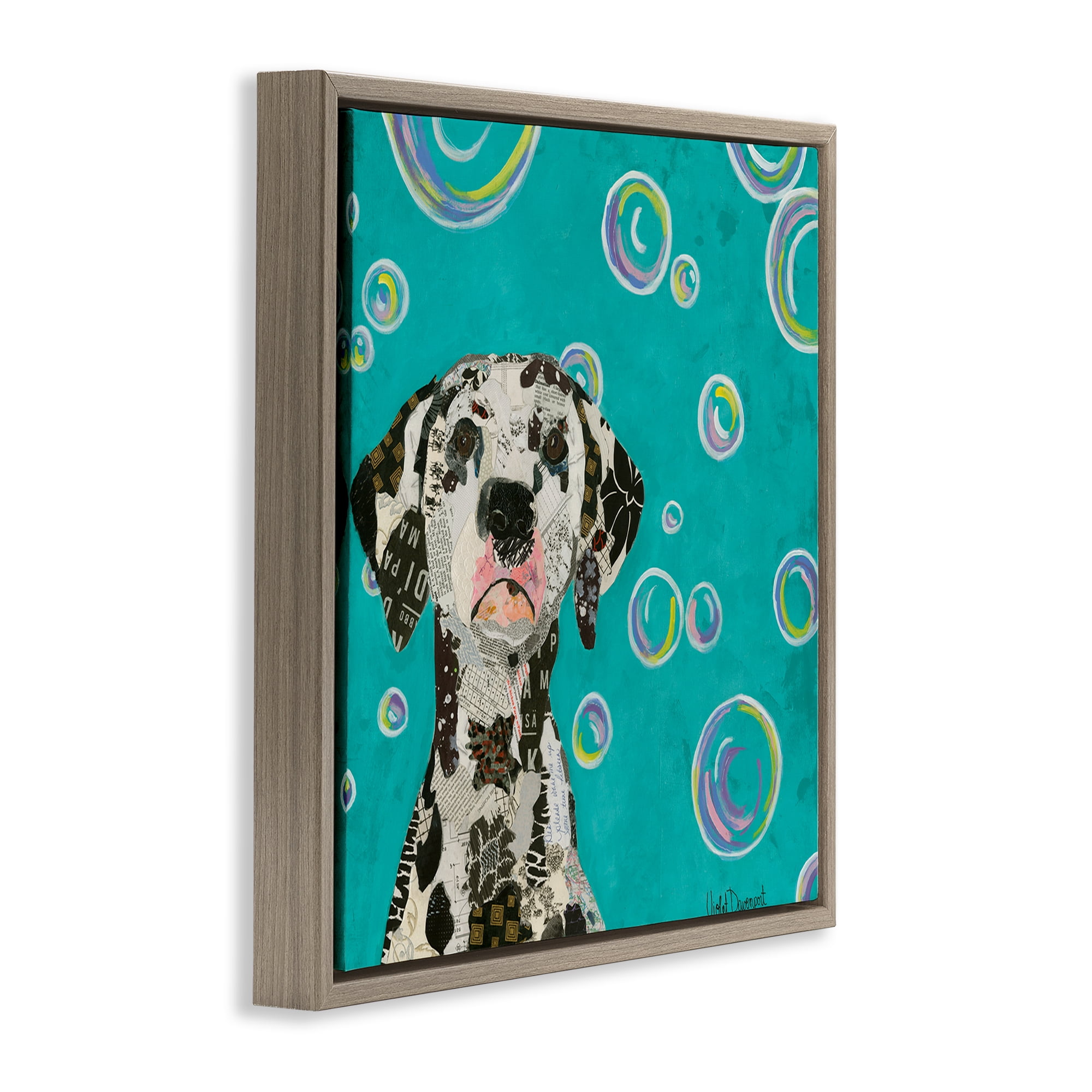 Stupell Industries Love Of Bubbles Collage Animals Painting Brown Floater Framed Canvas Art Print Wall Art, 18 x 18