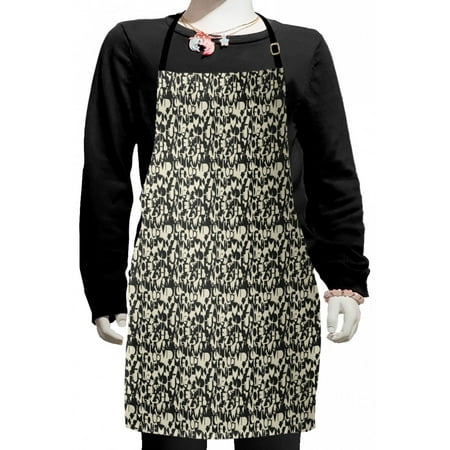 

Alphabet Kids Apron Capital Letters Illustrated in a Grungy Form Brush Smudges in Monochrome Boys Girls Apron Bib with Adjustable Ties for Cooking Baking Painting Dark Grey Eggshell by Ambesonne
