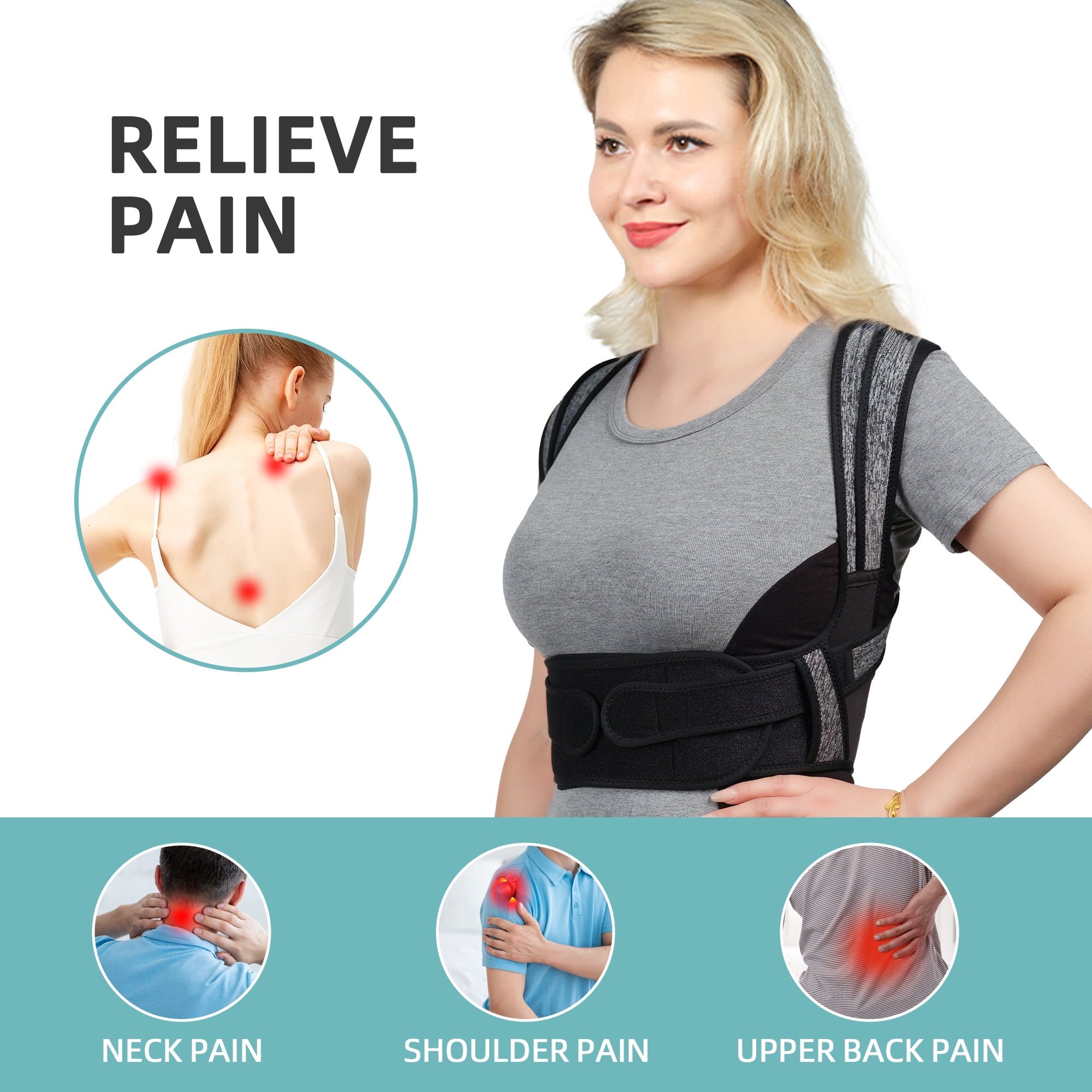 GKTG Posture Corrector for Women Men, BI-Straps Back Straightener Back Brace Posture Corrector