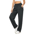 thumbnail image 4 of Vivianyo HD Women's Pluse Size Smooth Knit Straight Trousers, Womens Fall Elastic Pull On Waist Full Length Casual Bottoms with Side Pockets, Women's Dark Gray, Sizes S-5XL, 4 of 8