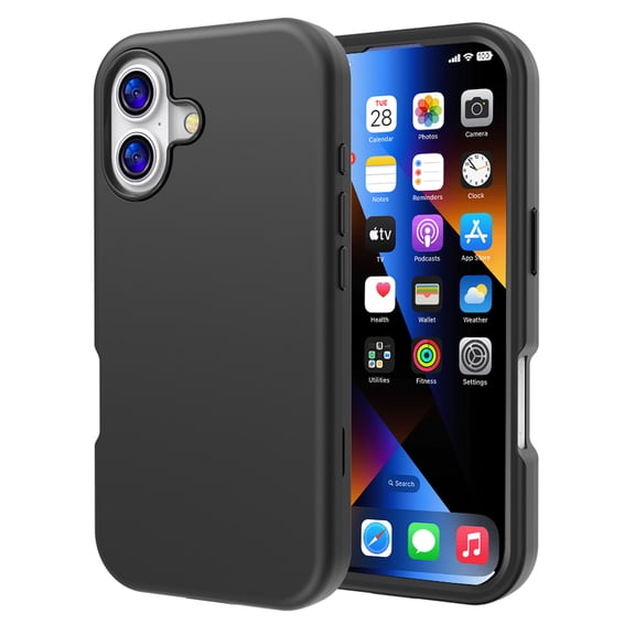 Case for iPhone 17, 3 Layers Protection PU Leather & Hard PC Hybird Case Heavy Duty Military-Grade Drop Bumper Silicone Back Shockproof Anti-Scratch Shell for iPhone 17, Black