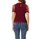 thumbnail image 3 of INSPIRAR CHIC Blusa de Mujer con Cuello Peter Pan de Malla con Mangas Cortas Abullonadas de Lunares Vintage Talla XS Rojo Vino, 3 of 7