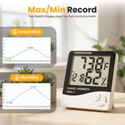 DAYBETTER Indoor Digital Thermohygrometer, High Precision Monitor with Large Screen, Clock & Date, Max Min Record for Home Bedroom Office
