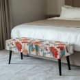thumbnail image 2 of Psesaysky Orange Floral Print Long Rectangle Bench Slipcover, Elastic Polyester Spandex Fabric Anti Pet Hair Bench Seat Cover for Living Room and Bedroom, 2 of 9