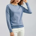 thumbnail image 2 of Lovskoo 2024 Sweaters for Women Beaded Pullover Sweater Round Neck Long Sleeve Knitwear Loose Bottom Blouse Blue, 2 of 9