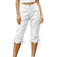 thumbnail image 6 of Women's Laceup Hem Cargo Capris Straight Leg Lightweight Summer Loose Streetwear Hiking Pants with Pockets, 6 of 9
