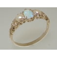 thumbnail image 2 of LBG British Made 9k White Gold Natural Opal & Cultured Pearl Womens Trilogy Ring - 33 size options, 2 of 7