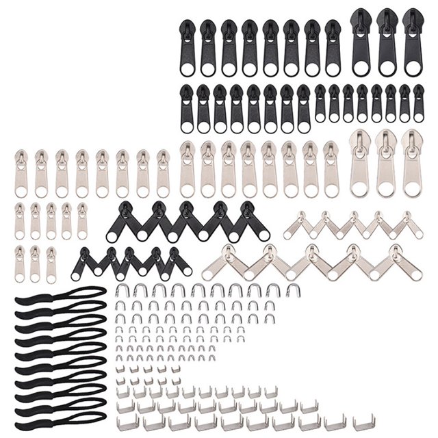 Braveheart 194pcs/Bag Zipper Repair Kit Zip Slider Rescue Universal Zippers Clothes Bag Tent Sewing Tool