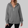 thumbnail image 2 of UngA Half Zipper Pullover Women 2025 Fall Hooded Sweatshirts Long Sleeve Cropped Hoodies Pullover Winter Fashion Clothes Women's Hoodie (Dark Gray,XL), 2 of 7
