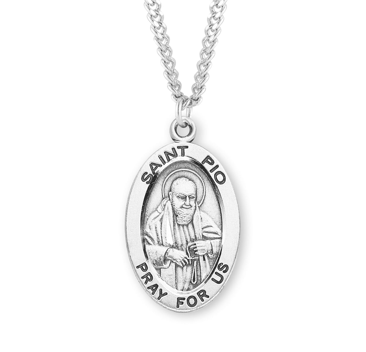 ONE SILVER PLATED MEDAL PADRE PIO ITALIAN  NEW CLEARING STOCK 