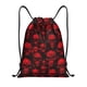 thumbnail image 1 of Fotbe Red Skulls Bolsa Mochila con Cordón Estampada, Bolsa de Gimnasio Deportiva, Bolsa Cinch, Bolsa con Cordón para Hombres y Mujeres-Small, 1 of 6
