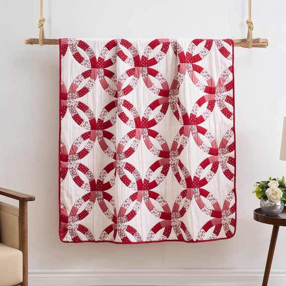 Greenland Home Fashions Wedding Ring Reversible Red Throw Blanket
