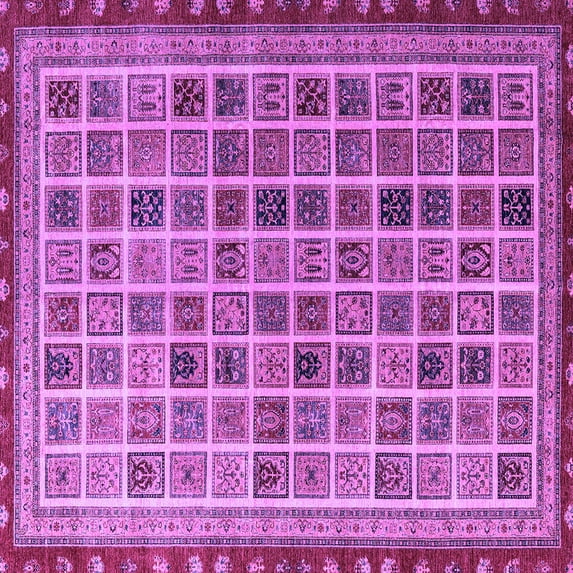 Ahgly Company Indoor Square Oriental Purple Modern Area Rugs, 8' Square