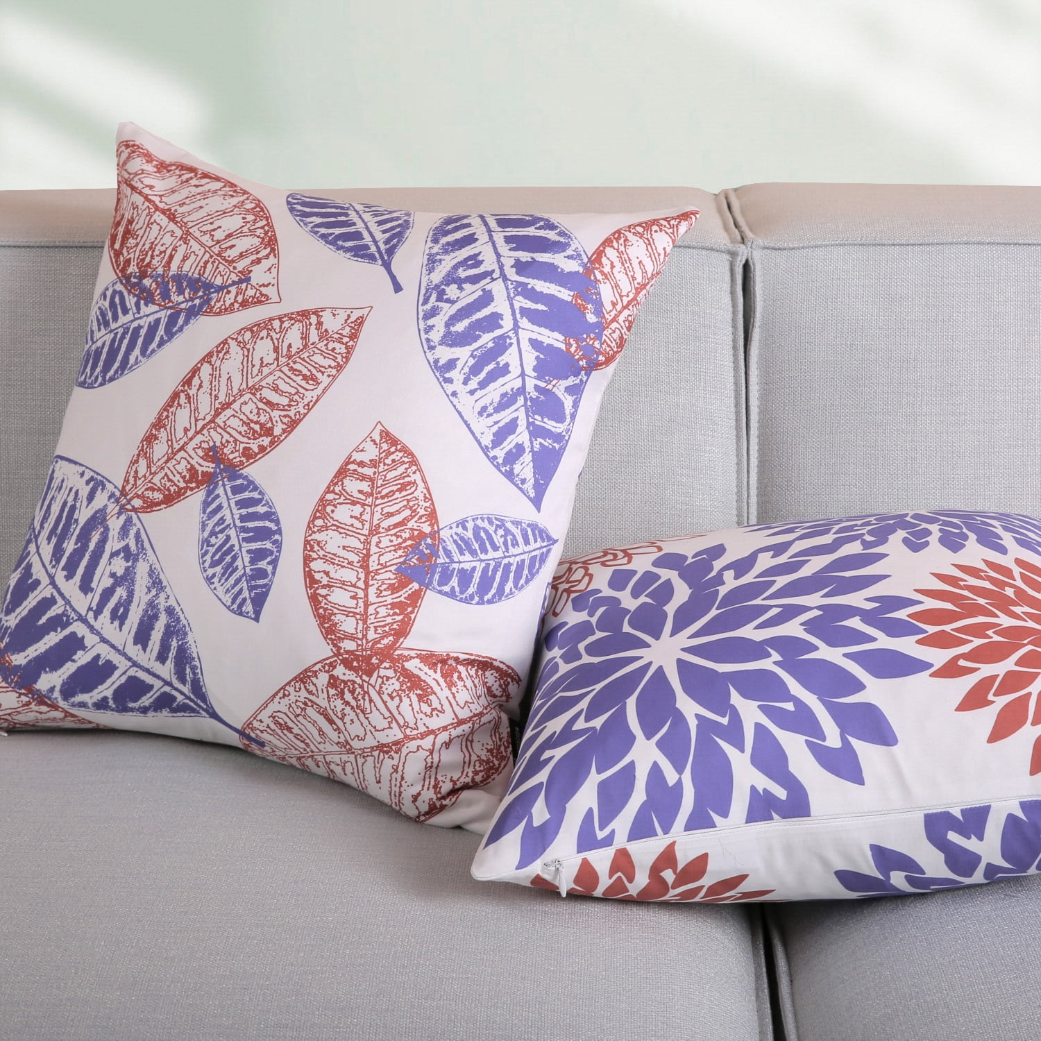 Phantoscope New Living Series Double-sided Design Decorative Throw Pillow Cover, 18" x 18", Blue/Orange, 4 Pack