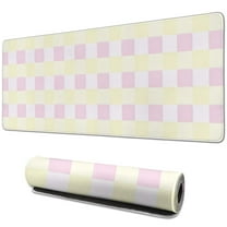 Elegant Pastel Checkered Desk Mat - Aesthetic Office Decor, Extra Large Mouse and Laptop Pad, Gaming Mat - Ideal for Office & Home, Size 31.5x11.8in.