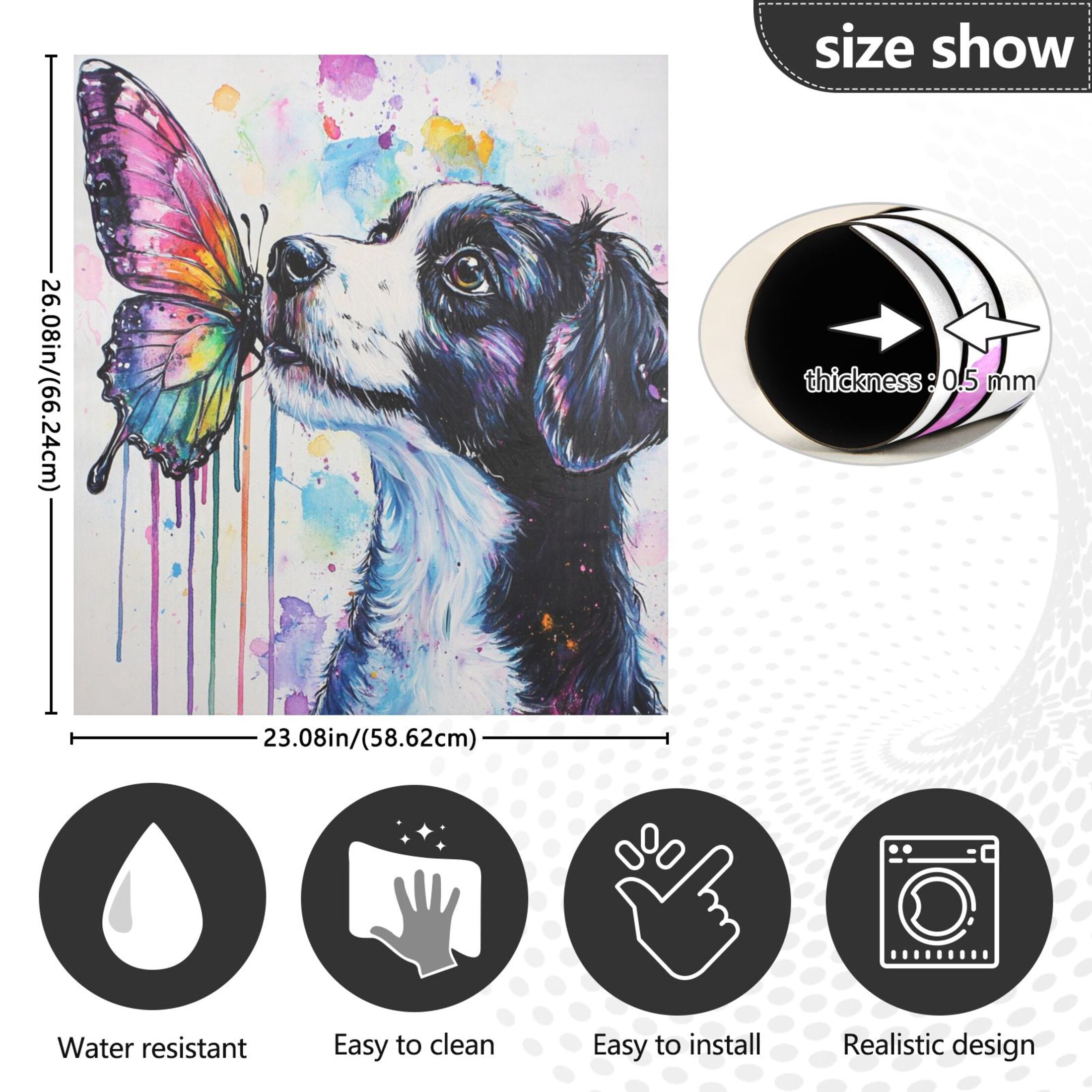 Dishwasher Magnetic Sticker 23x26 Inch Refrigerator Magnetic Sticker Washing Machine Magnetic Sticker Kitchen Panel Magnetic Sticker Home Decor Dogs Kiss Colorful Butterflies