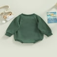 thumbnail image 4 of KEINXS Infant Girls Boys Romper Sweatshirts Solid Color Long Sleeve Crew Neck Jumpsuits Autumn Winter Baby Bodysuits, 4 of 9