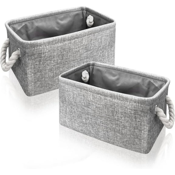 Organizing Fabric Storage Basket Box for Shelves, Nursery, Decorative Baskets(Solid Grey-2 Pack, Small-12.2 * 8.3 * 5.1inches)